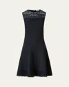 Akris Punto Dot Lace Sleeveless A-line Knit Dress