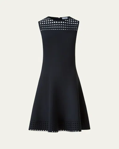 Akris Punto Dot Lace Sleeveless A-line Knit Dress