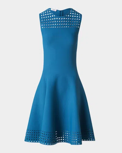 Akris Punto Dot Lace Sleeveless A-line Knit Dress In Blue