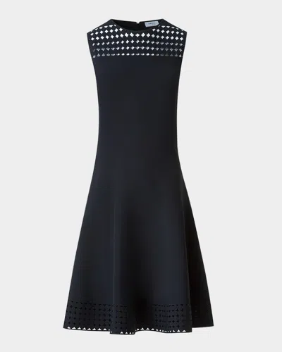AKRIS PUNTO DOT LACE SLEEVELESS A-LINE KNIT DRESS