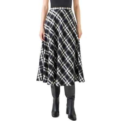 Akris Punto Dot Plaid Cotton A-line Skirt In Black