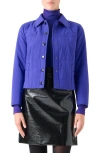 Akris Punto Dot Quilted Technical Poplin Crop Jacket In Blue