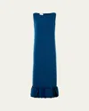 Akris Punto Dot Ruffle Sleeveless Midi Dress In Blue