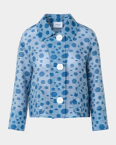 Akris Punto Dot Seersucker Shirt Jacket In Blue