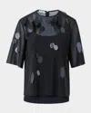 Akris Punto Dot Sequin Embellished Tulle Short-sleeve Top