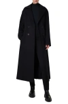 Akris Punto Double Breasted Belted Wool Blend Coat In Black