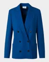 Akris Punto Double-breasted Cool Wool Jacket In Royal