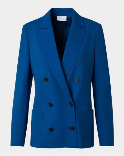 Akris Punto Double-breasted Cool Wool Jacket In Royal