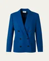 Akris Punto Double-breasted Cool Wool Jacket In Royal