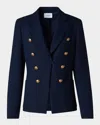 Akris Punto Double-breasted Illusion Canvas Crepe Blazer In Navy
