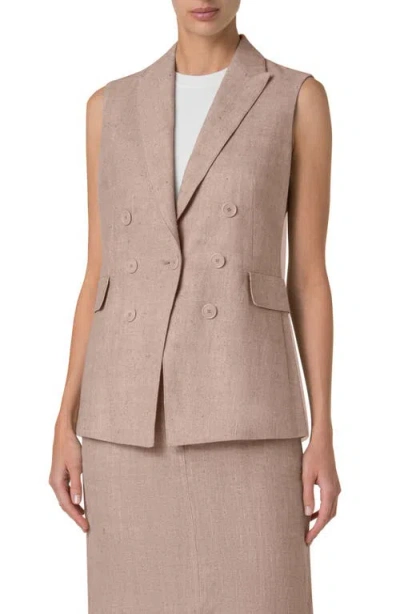 AKRIS PUNTO AKRIS PUNTO DOUBLE BREASTED RAW LINEN VEST