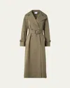 Akris Punto Double-breasted Water Resistant Belted Cotton Trench Coat In Green