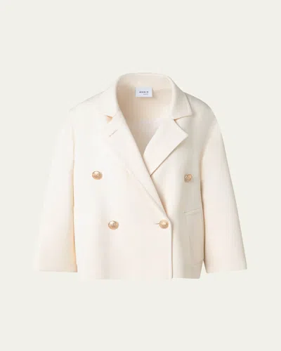 Akris Punto Double-breasted Wool Blazer In Cream
