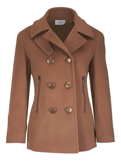 Akris Punto Double-breasted Zip Coat In Brown