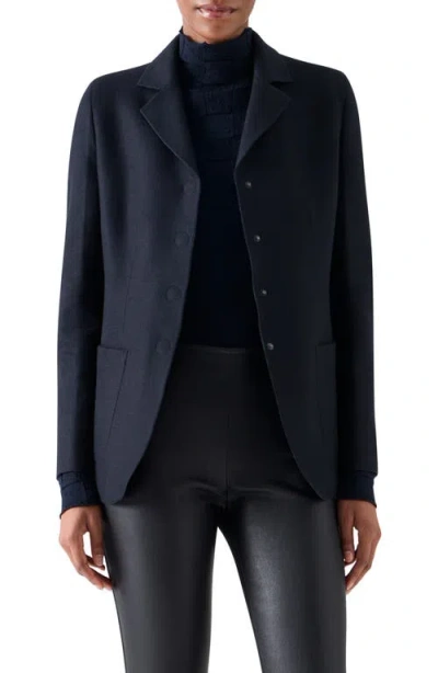 Akris Punto Double Knit Jersey Tailored Blazer In Blue