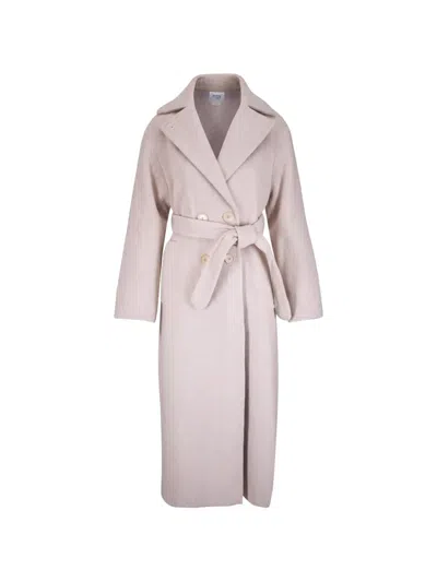 Akris Punto Double-breasted Belted Coat In Neutral
