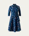Akris Punto Dropping Dots Cotton Poplin Midi Wrap Shirtdress In Blue