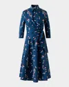 Akris Punto Dropping Dots Cotton Poplin Midi Wrap Shirtdress