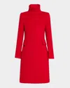 Akris Punto Stand Collar Wool Blend Coat In Red