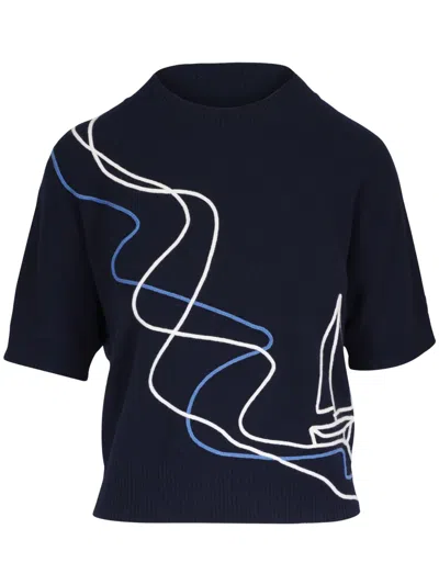 Akris Punto Besticktes Stricktop In Blau