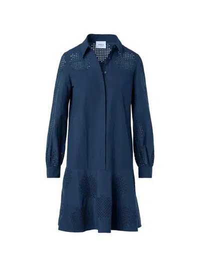 Akris Punto Embroidered Short Dress In Blue