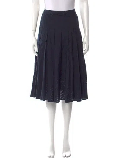 Pre-owned Akris Punto Eyelet Trim Knee-length Skirt In Blue