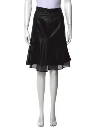 Pre-owned Akris Punto Eyelet Trim Midi Length Skirt In Black