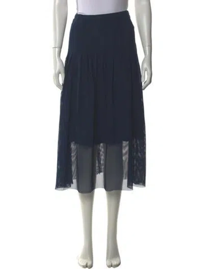 Pre-owned Akris Punto Eyelet Trim Midi Length Skirt In Blue