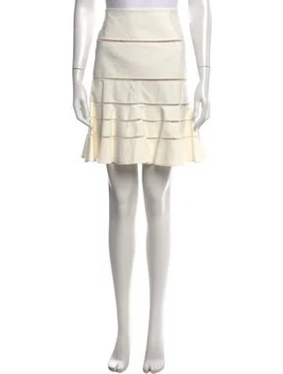 Pre-owned Akris Punto Eyelet Trim Mini Skirt In Neutral