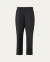 Akris Punto Farell Elastic Waistband Cropped Poplin Pants In Black