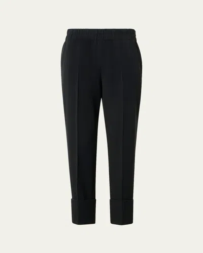 Akris Punto Farell Wool-twill Slim-leg Crop Pants In Black