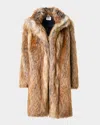 Akris Punto Stand Collar Faux Fur Coat In Brown