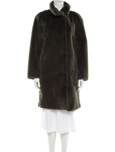 Pre-owned Akris Punto Faux Fur Coat In Green
