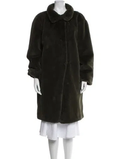 Pre-owned Akris Punto Faux Fur Coat In Green
