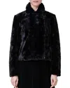 AKRIS PUNTO FAUX FUR MOTORBIKE JACKET IN BLACK