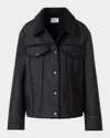 Akris Punto Faux Fur Lined Denim Trucker Jacket In Black