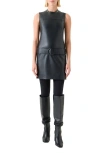 Akris Punto Faux Leather & Knit Belted Minidress In Black