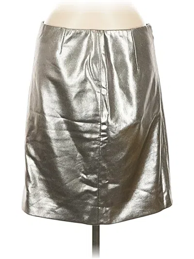 Pre-owned Akris Punto Faux Leather Skirt In Silver