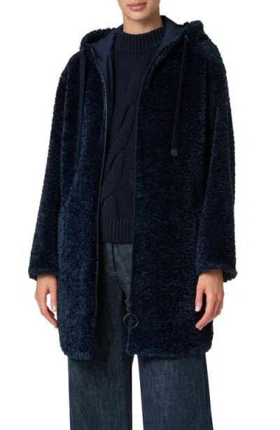 Akris Punto Hooded Faux-fur Coat In Navy