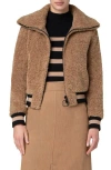Akris Punto Faux Shearling Bomber Jacket In Caramel