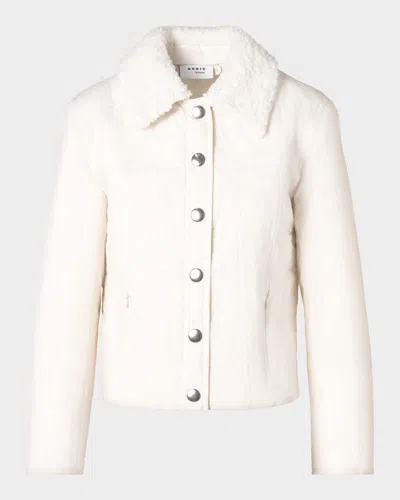 Akris Punto Faux-fur Collar Dot Puffer Jacket In White