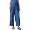 Akris Punto Federica Pleated Wide-leg Cotton Denim Pants In Blue