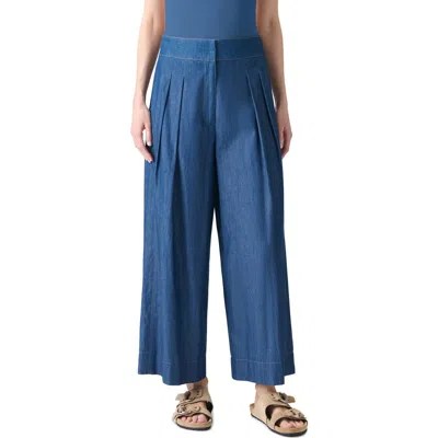AKRIS PUNTO AKRIS PUNTO FEDERICA PLEATED DENIM CROP PANTS