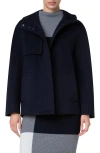 Akris Punto Felted Wool Blend Hooded Jacket In Navy