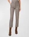 Akris Punto Feryn Houndstooth Shetland Tweed Tapered-leg Ankle Pants In Beige-cognac-black
