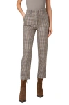Akris Punto Feryn Houndstooth Shetland Tweed Tapered-leg Ankle Pants In Beige/cognac/black