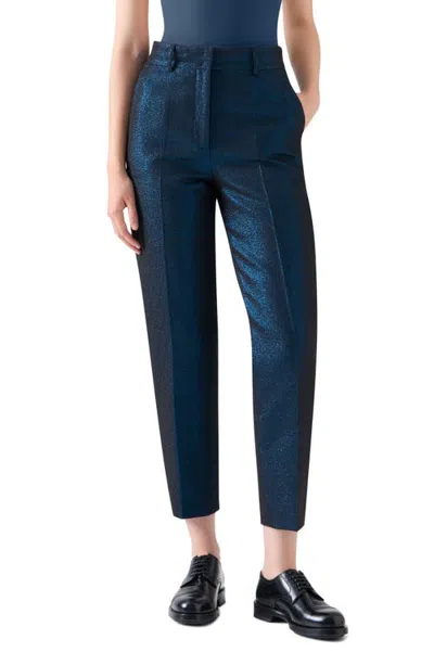 Akris Punto Feryn Metallic Tapered Leg Pants In Blue