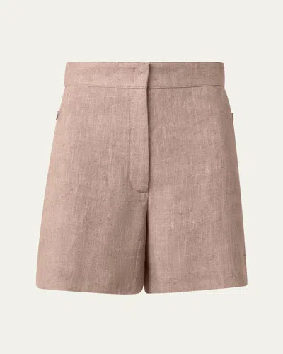 Akris Punto Filia Washed Raw Linen Shorts In Beige