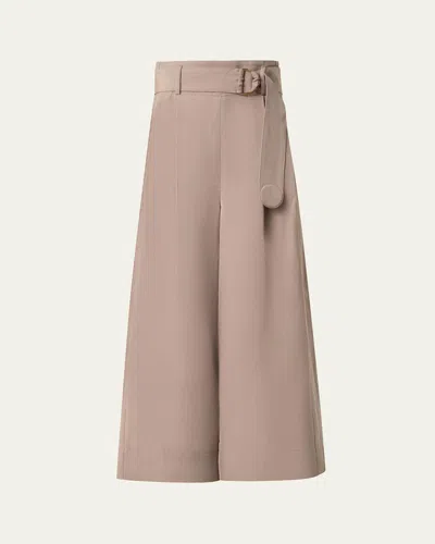 Akris Punto Fiorella Belted Wide-leg Culotte Pants In Beige