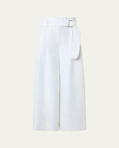 Akris Punto Fiorella Linen Wide-leg Culotte Pants In White
